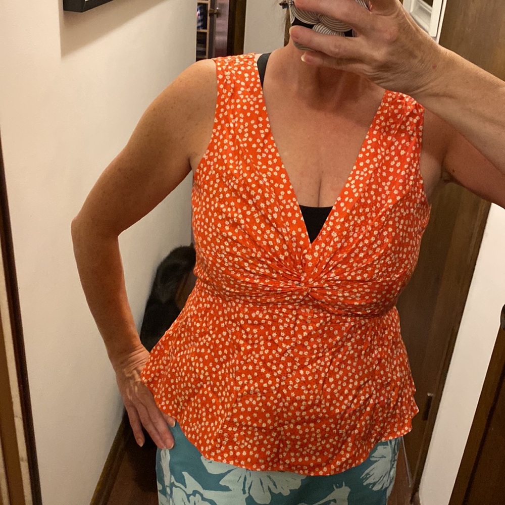 REBECCA TAYLOR silk blend sleeveless top. Back zipper. Peplum hem. Size US 8. - Picture 3 of 10